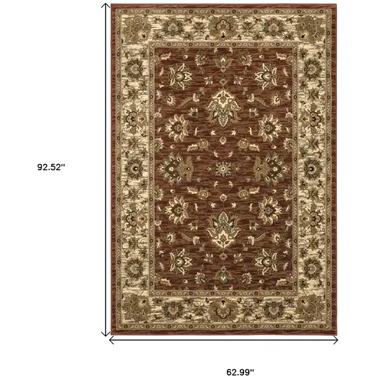 Red And Ivory Floral Area Rug Photo 5