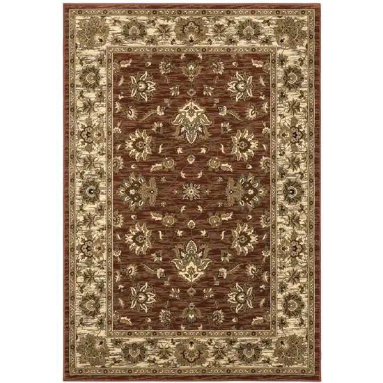 Red And Ivory Floral Area Rug Photo 2