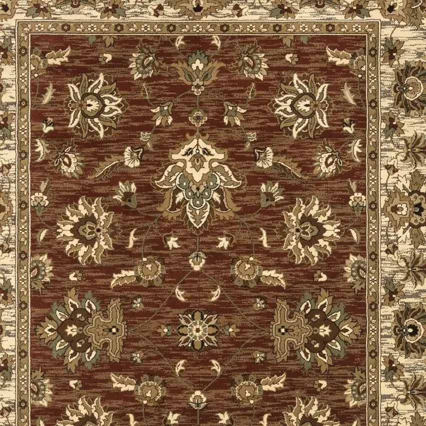 Red And Ivory Floral Area Rug Photo 3