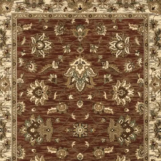 Red And Ivory Floral Area Rug Photo 3