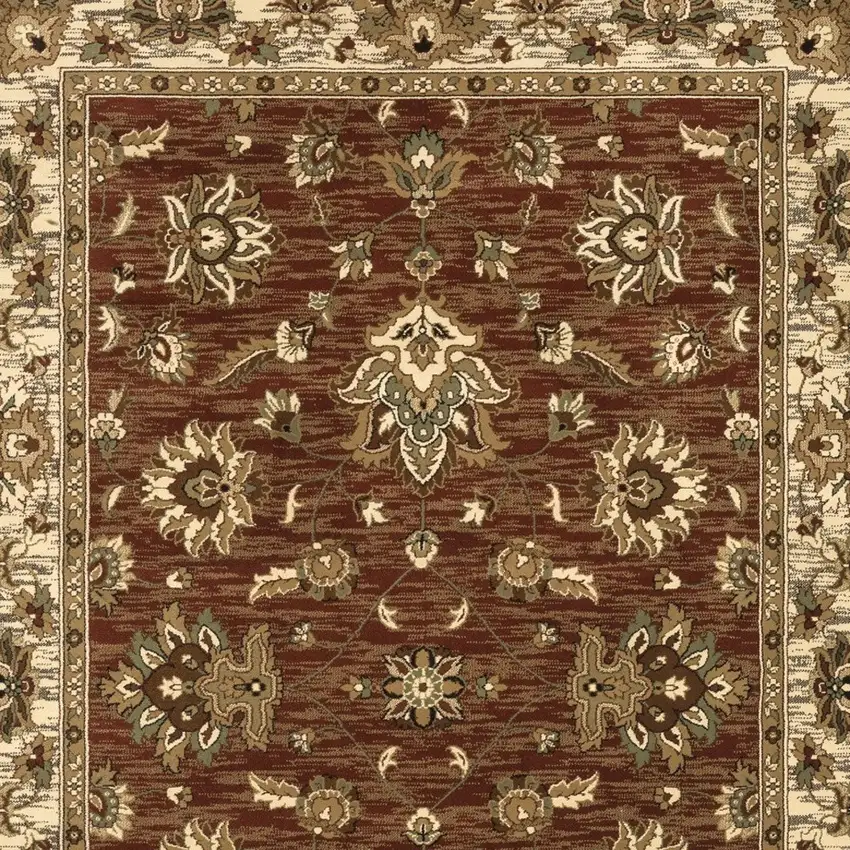 Red And Ivory Floral Area Rug Photo 3