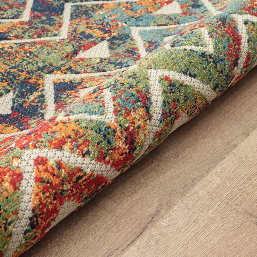 Red And Ivory Geometric Non Skid Indoor Outdoor Area Rug Photo 6