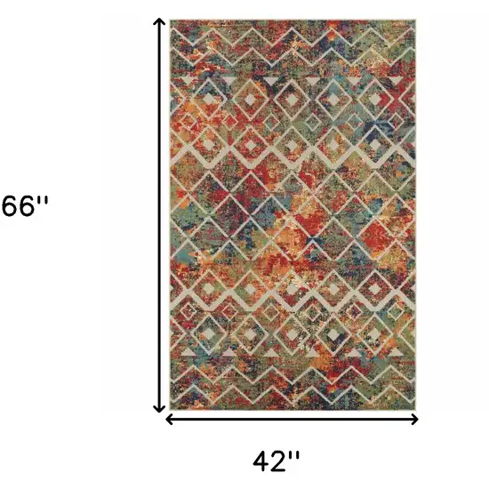 Red And Ivory Geometric Non Skid Indoor Outdoor Area Rug Photo 3