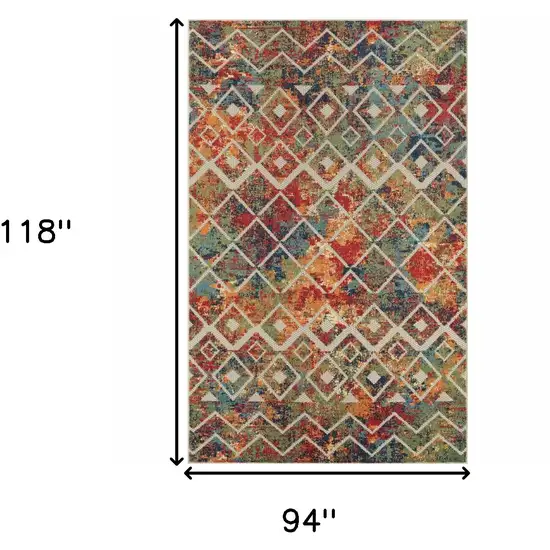 Red And Ivory Geometric Non Skid Indoor Outdoor Area Rug Photo 3