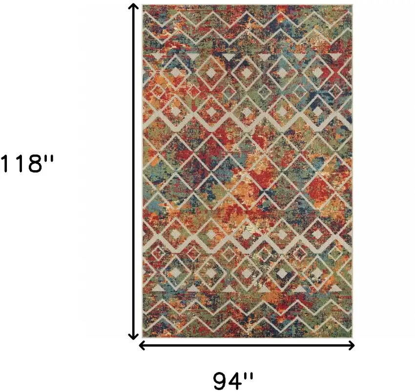 Red And Ivory Geometric Non Skid Indoor Outdoor Area Rug Photo 3