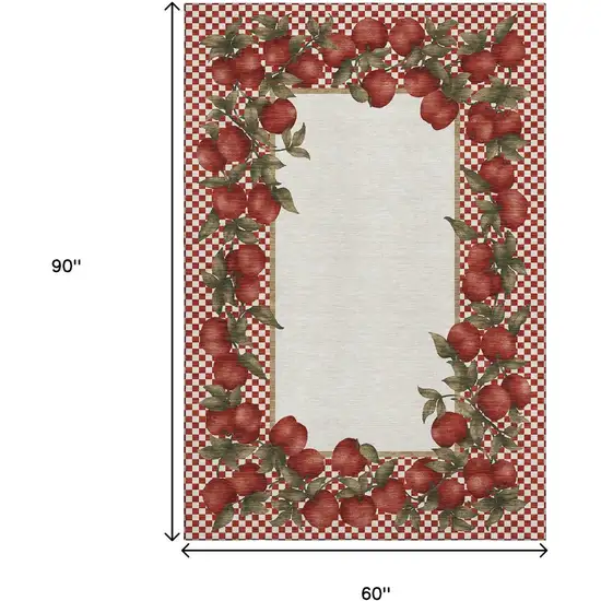 Red And Ivory Geometric Washable Area Rug With UV Protection Photo 3