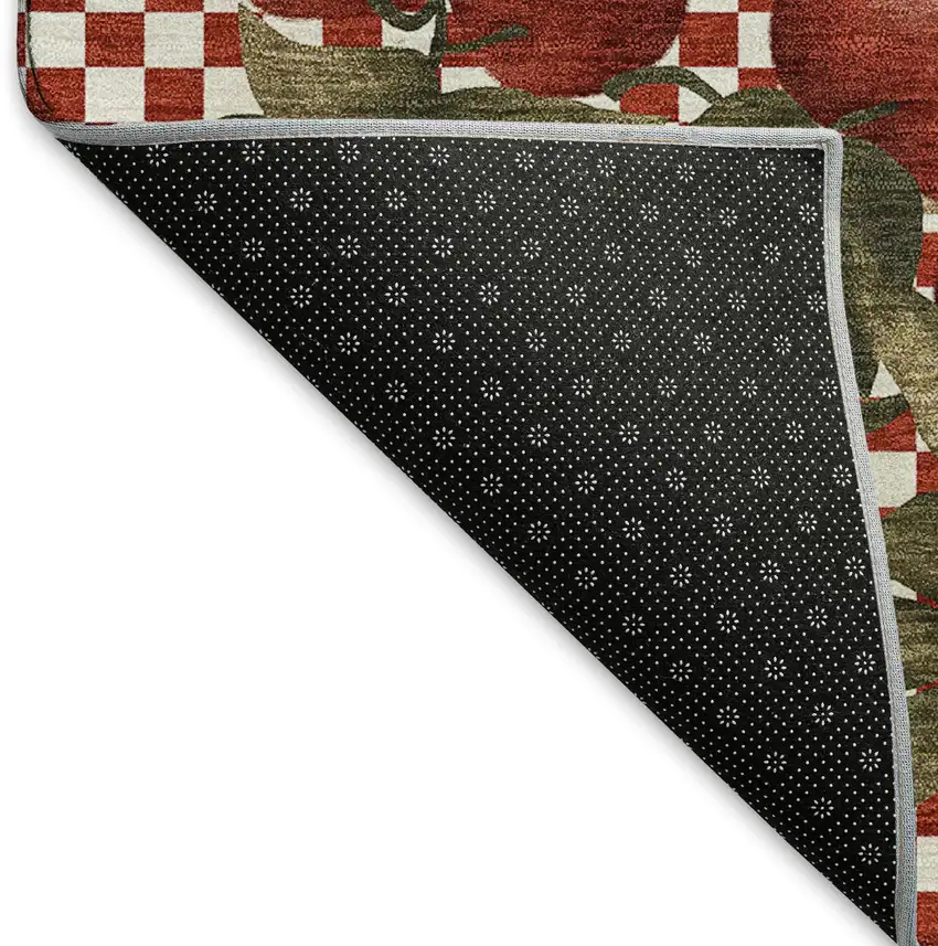 Red And Ivory Geometric Washable Area Rug With UV Protection Photo 7