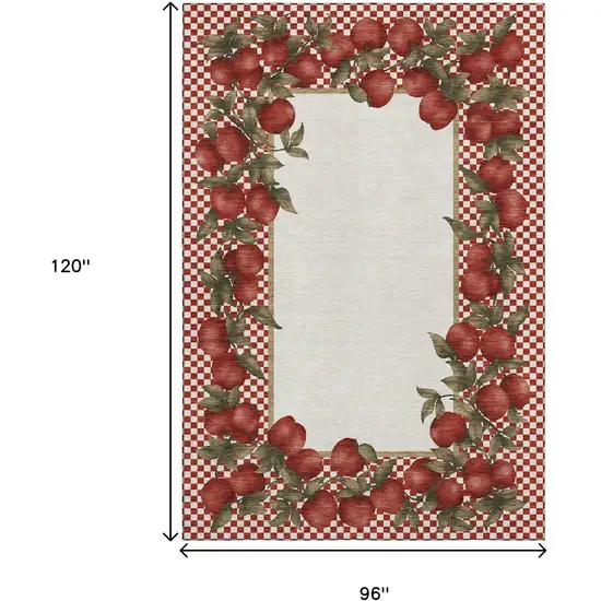 Red And Ivory Geometric Washable Area Rug With UV Protection Photo 3