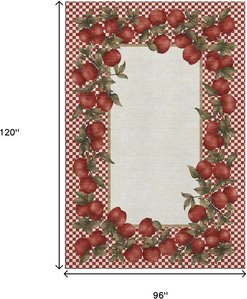 Red And Ivory Geometric Washable Area Rug With UV Protection Photo 3