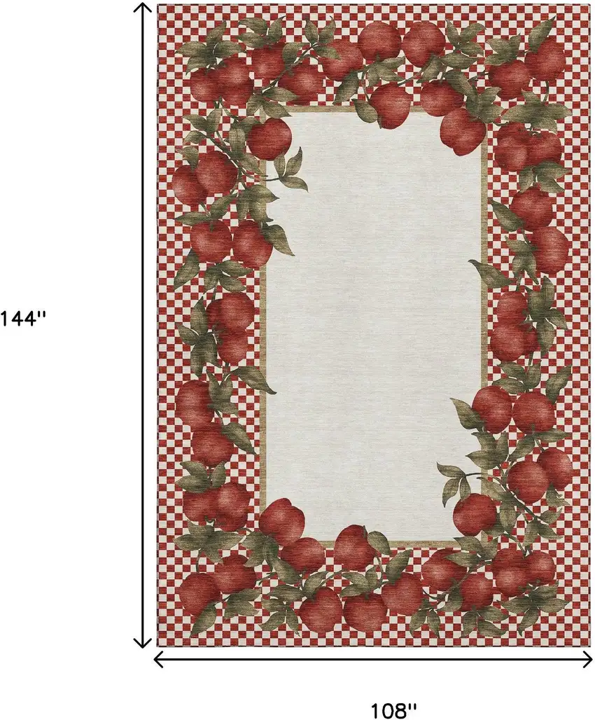 Red And Ivory Geometric Washable Area Rug With UV Protection Photo 3