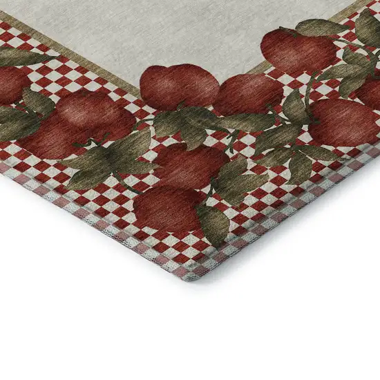 Red And Ivory Geometric Washable Area Rug With UV Protection Photo 7