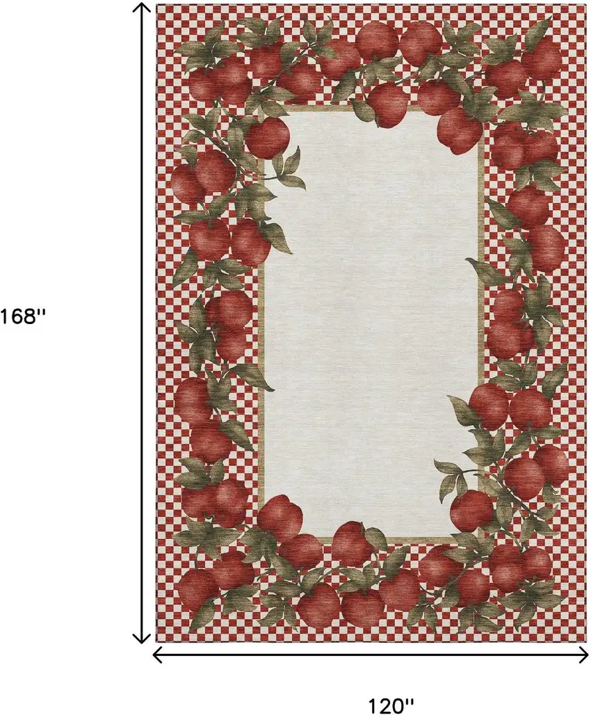 Red And Ivory Geometric Washable Area Rug With UV Protection Photo 3