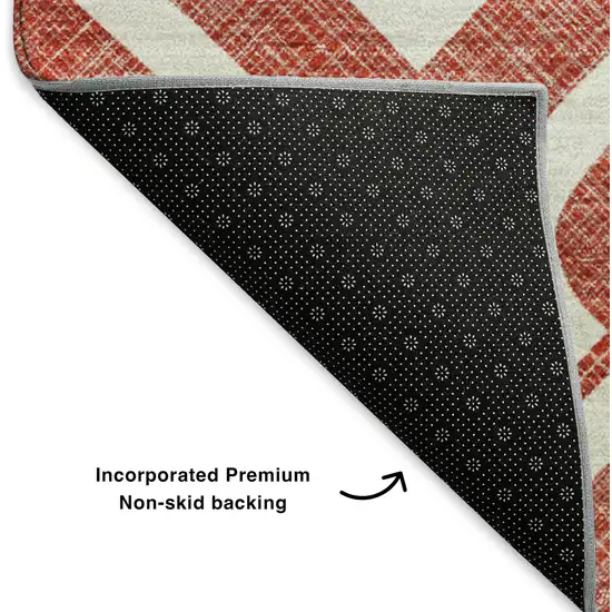 Red And Ivory Geometric Washable Area Rug With UV Protection Photo 5