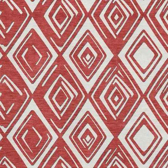 Red And Ivory Geometric Washable Area Rug With UV Protection Photo 8