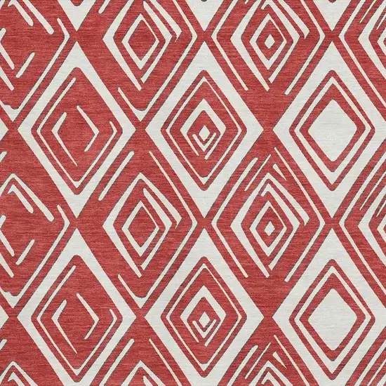 Red And Ivory Geometric Washable Area Rug With UV Protection Photo 4