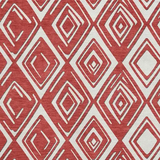 Red And Ivory Geometric Washable Area Rug With UV Protection Photo 4
