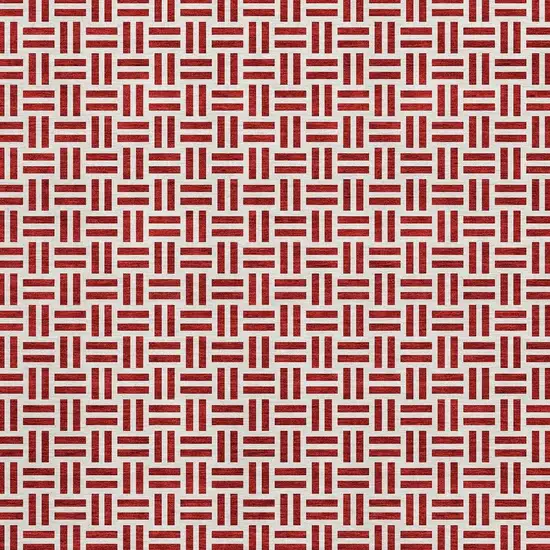Red And Ivory Geometric Washable Area Rug With UV Protection Photo 3