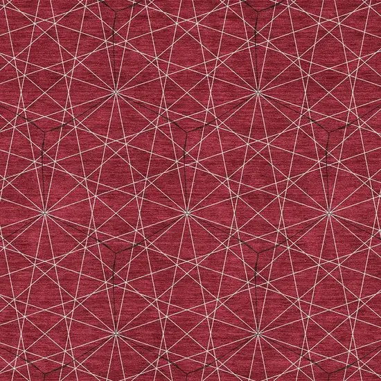 Red And Ivory Geometric Washable Area Rug With UV Protection Photo 2