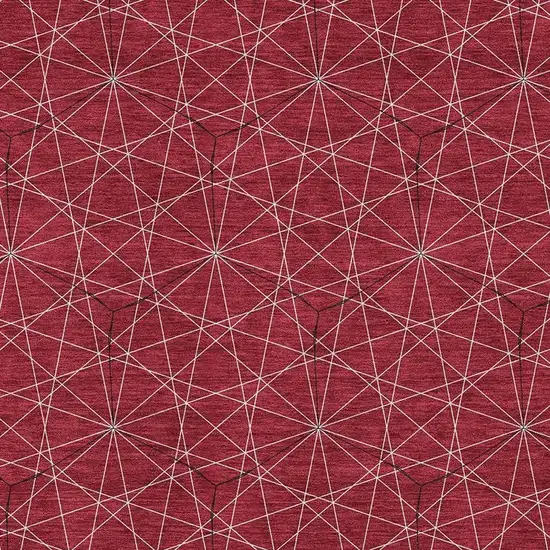 Red And Ivory Geometric Washable Area Rug With UV Protection Photo 2