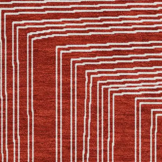 Red And Ivory Geometric Washable Area Rug With UV Protection Photo 2