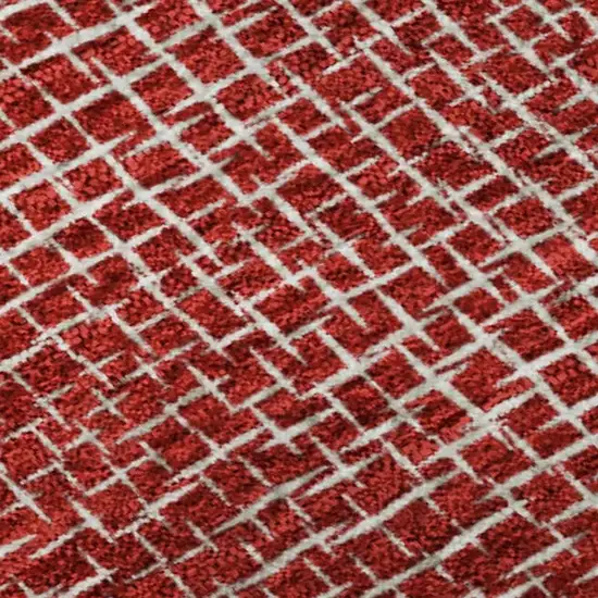 Red And Ivory Geometric Washable Area Rug With UV Protection Photo 2