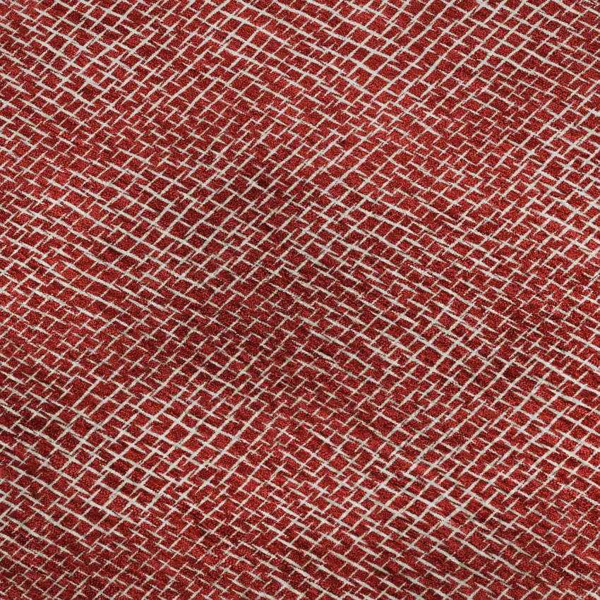 Red And Ivory Geometric Washable Area Rug With UV Protection Photo 3