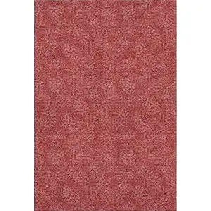 Photo of Red And Ivory Geometric Washable Area Rug With UV Protection