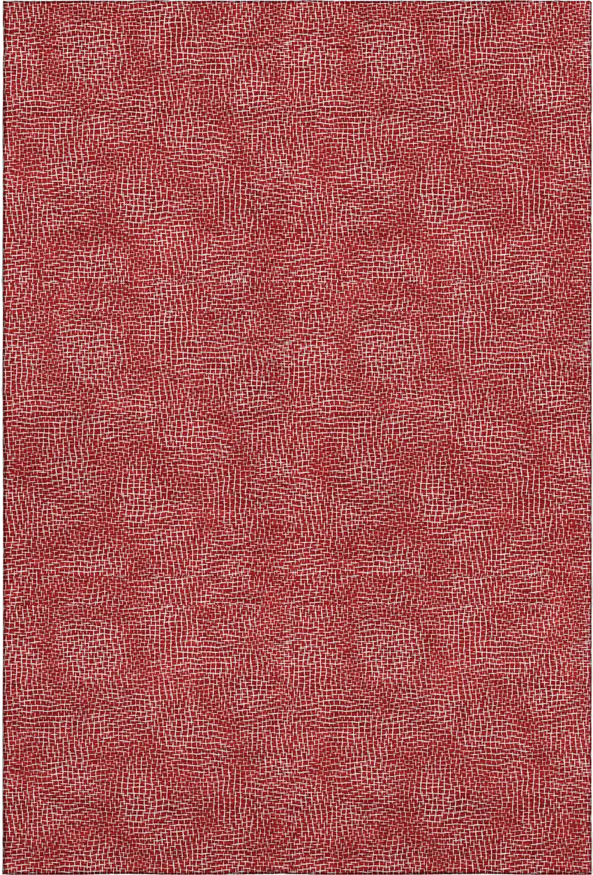 Red And Ivory Geometric Washable Area Rug With UV Protection Photo 5