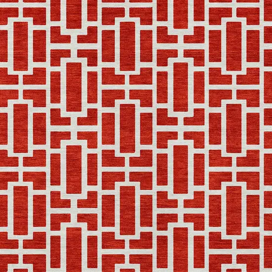 Red And Ivory Geometric Washable Indoor Outdoor Area Rug Photo 7