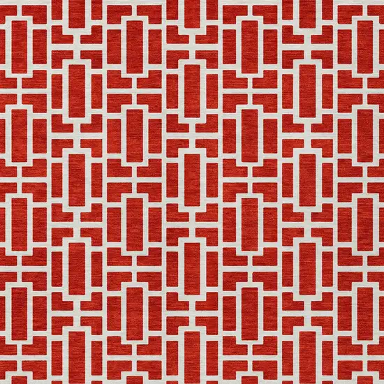 Red And Ivory Geometric Washable Indoor Outdoor Area Rug Photo 8