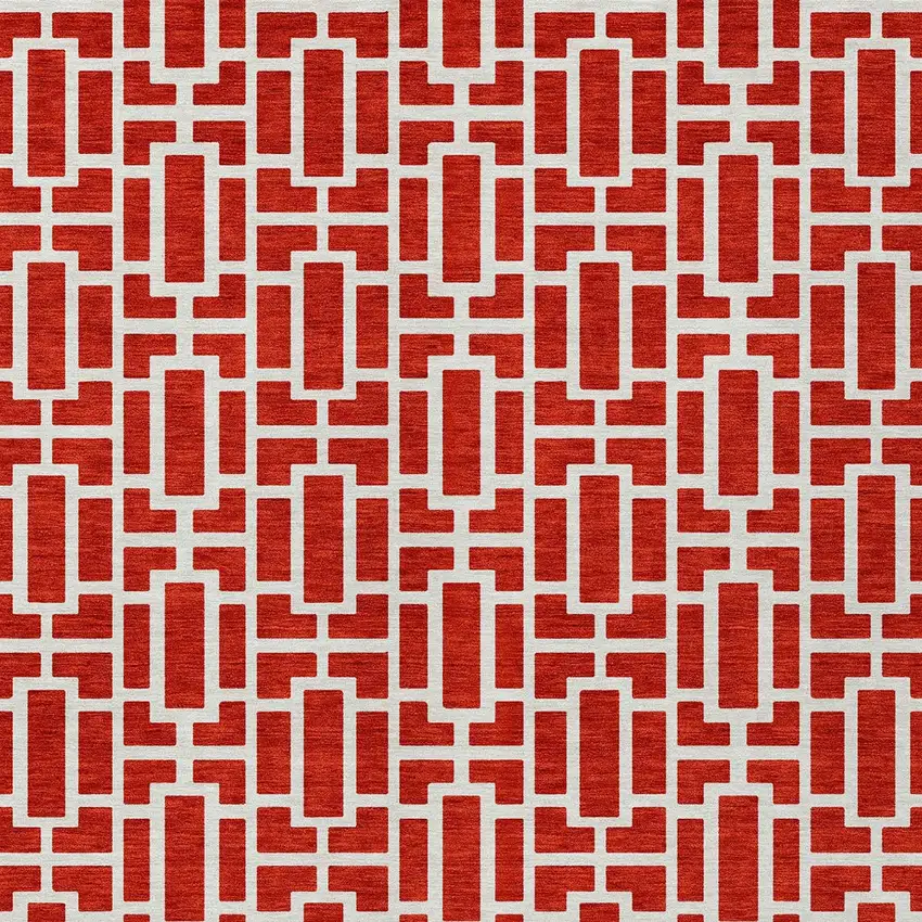 Red And Ivory Geometric Washable Indoor Outdoor Area Rug Photo 8