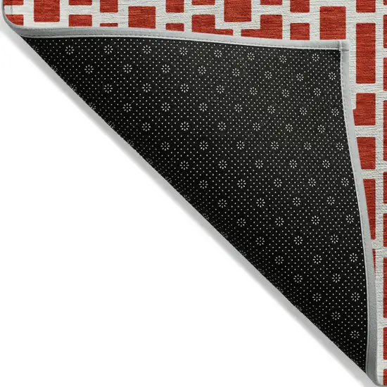 Red And Ivory Geometric Washable Indoor Outdoor Area Rug Photo 5