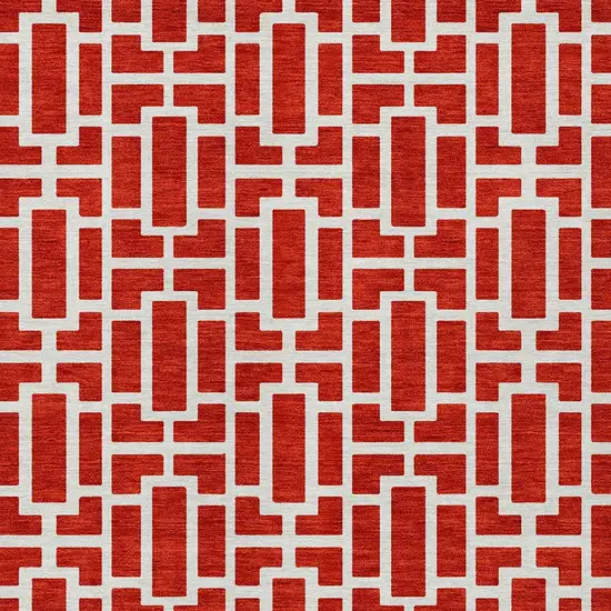 Red And Ivory Geometric Washable Indoor Outdoor Area Rug Photo 7