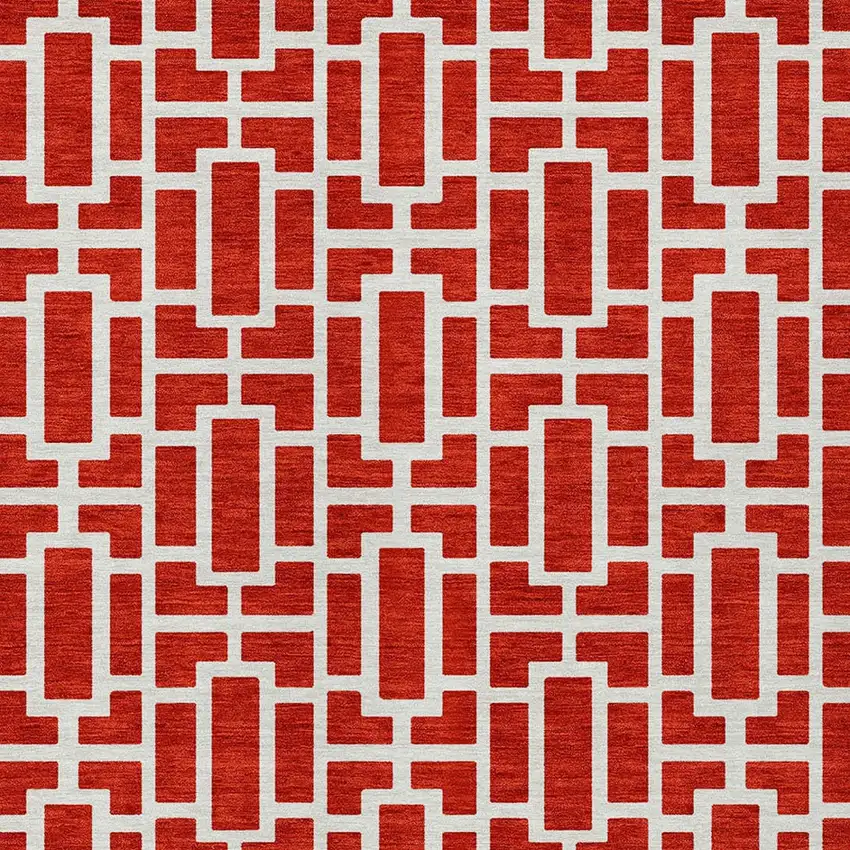 Red And Ivory Geometric Washable Indoor Outdoor Area Rug Photo 7