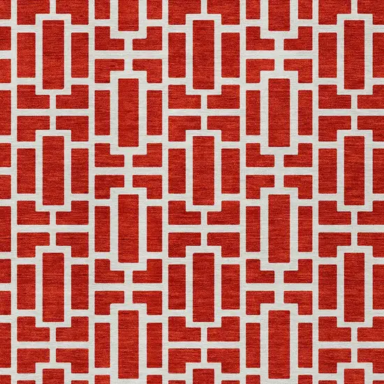 Red And Ivory Geometric Washable Indoor Outdoor Area Rug Photo 7