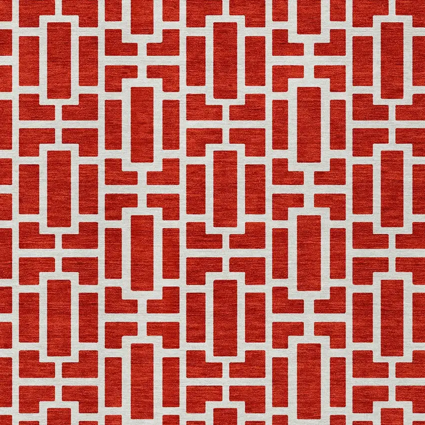 Red And Ivory Geometric Washable Indoor Outdoor Area Rug Photo 7