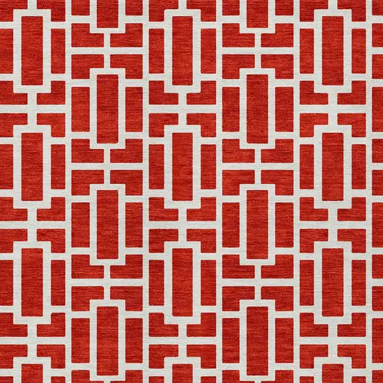 Red And Ivory Geometric Washable Indoor Outdoor Area Rug Photo 7