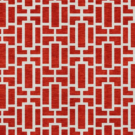 Red And Ivory Geometric Washable Indoor Outdoor Area Rug Photo 7
