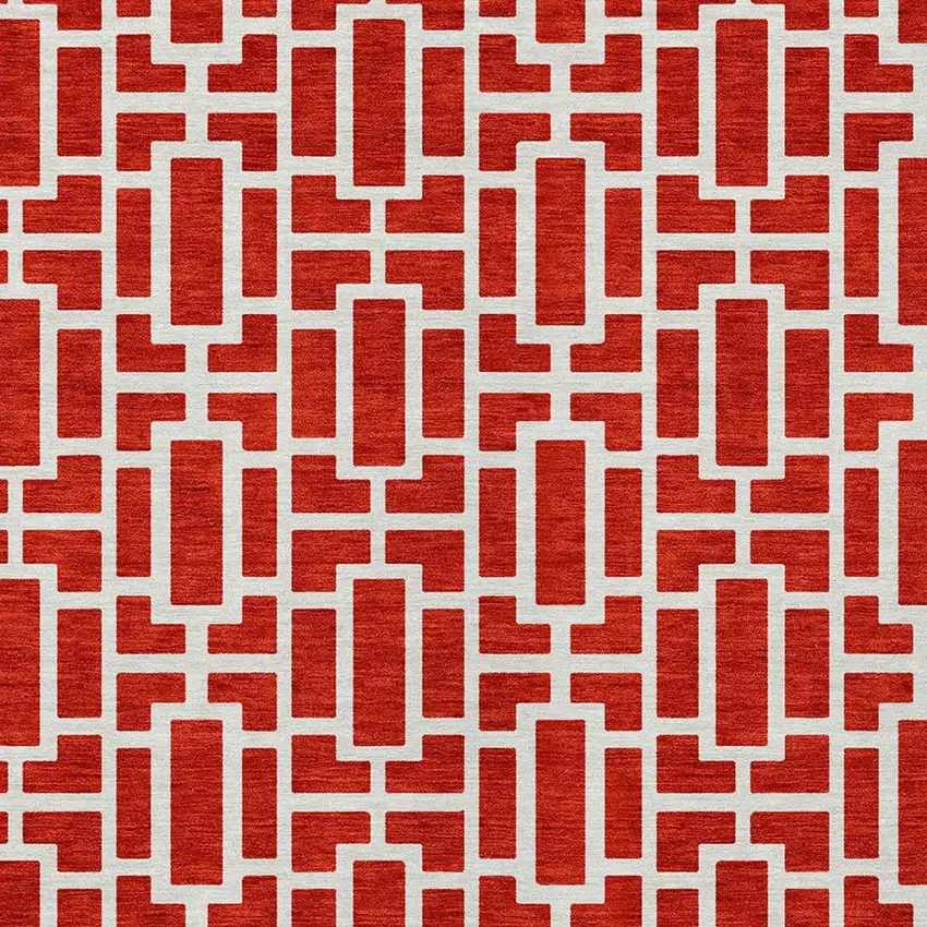 Red And Ivory Geometric Washable Indoor Outdoor Area Rug Photo 7