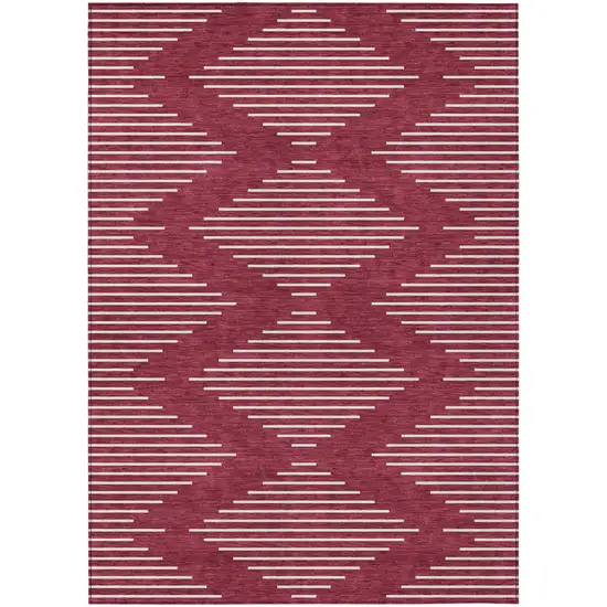 Red And Ivory Geometric Washable Indoor Outdoor Area Rug Photo 2