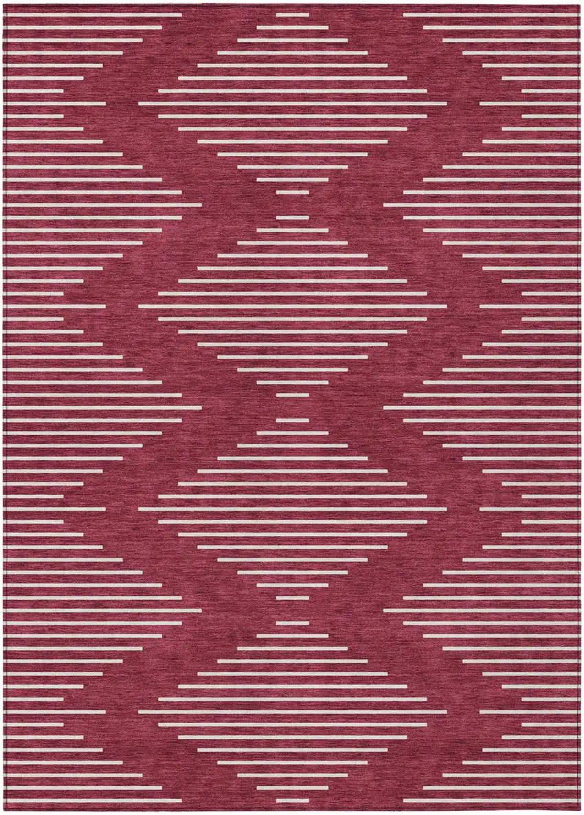 Red And Ivory Geometric Washable Indoor Outdoor Area Rug Photo 2