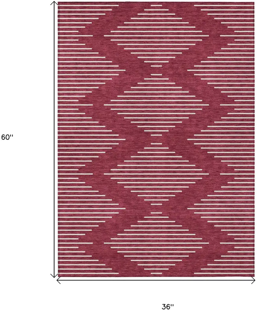 Red And Ivory Geometric Washable Indoor Outdoor Area Rug Photo 3