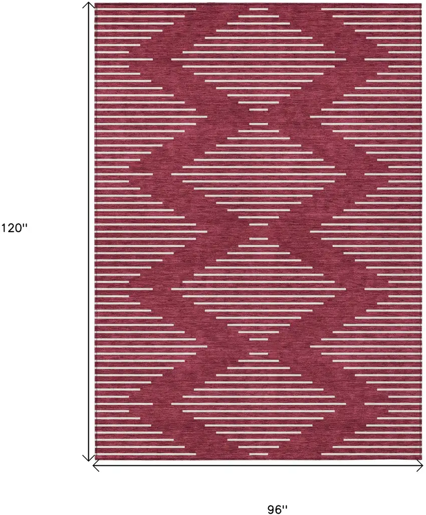 Red And Ivory Geometric Washable Indoor Outdoor Area Rug Photo 3
