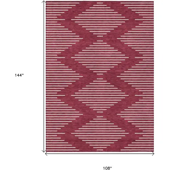 Red And Ivory Geometric Washable Indoor Outdoor Area Rug Photo 3
