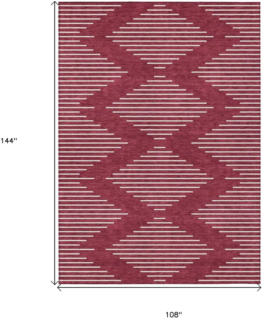 Red And Ivory Geometric Washable Indoor Outdoor Area Rug Photo 3
