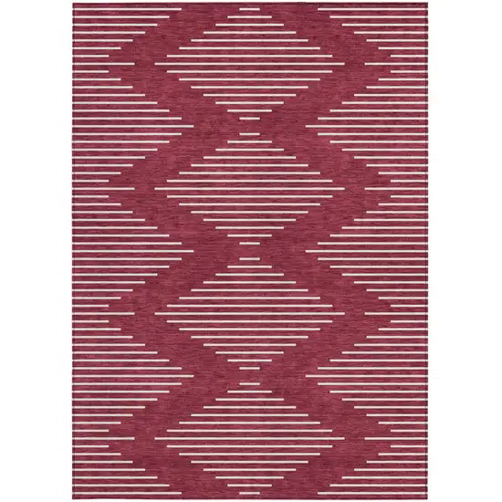 Red And Ivory Geometric Washable Indoor Outdoor Area Rug Photo 7