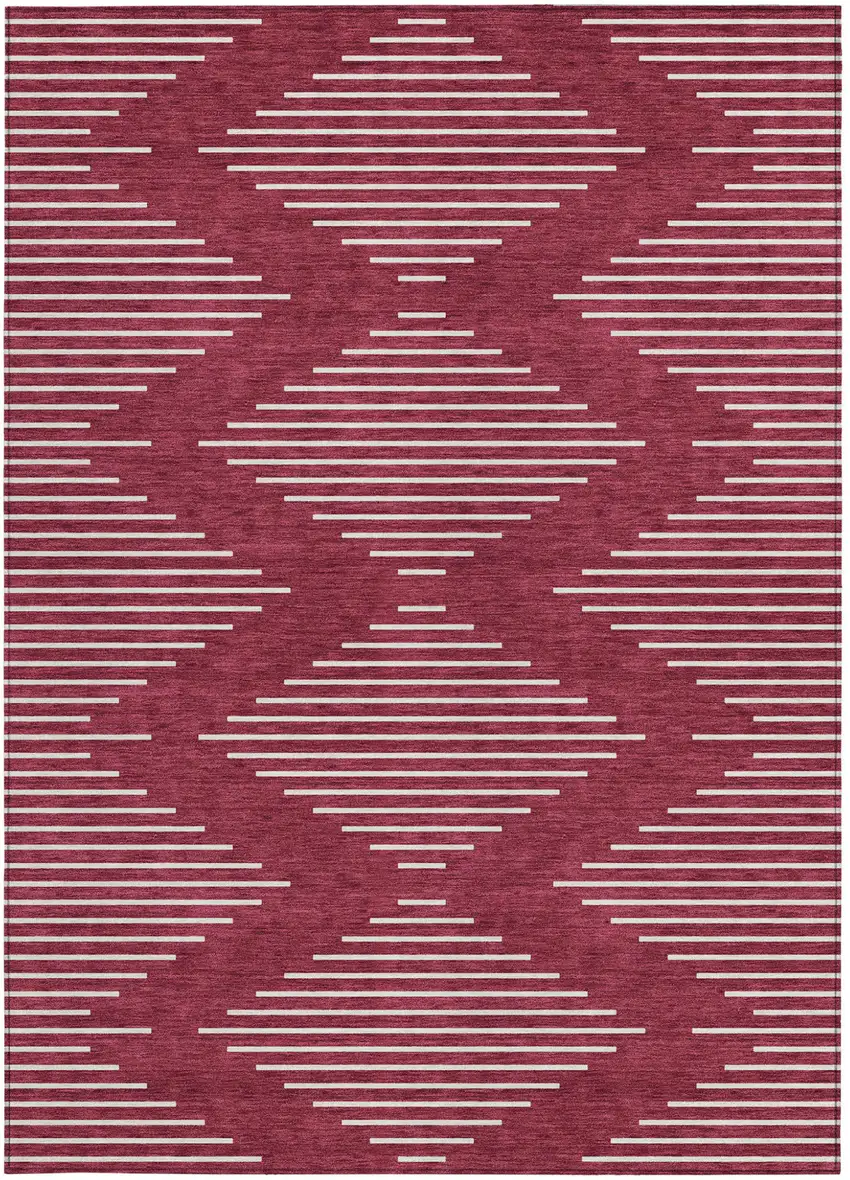 Red And Ivory Geometric Washable Indoor Outdoor Area Rug Photo 7