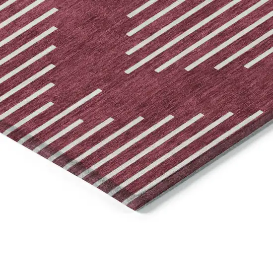 Red And Ivory Geometric Washable Indoor Outdoor Area Rug Photo 4