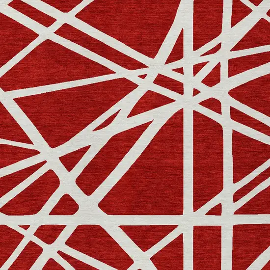 Red And Ivory Geometric Washable Indoor Outdoor Area Rug Photo 6