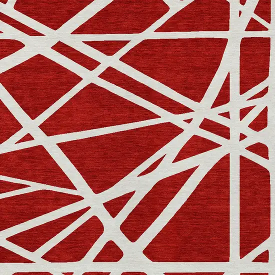 Red And Ivory Geometric Washable Indoor Outdoor Area Rug Photo 6